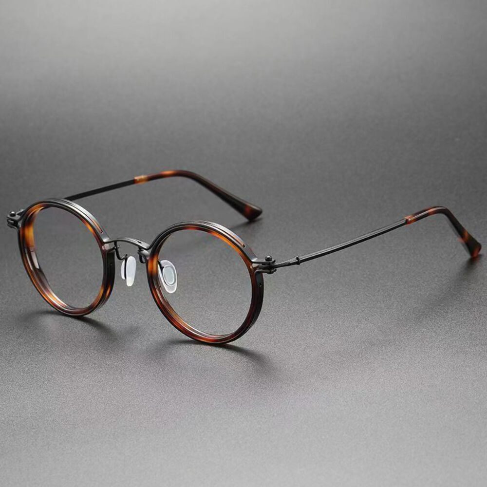 Vintage Round Anti-Blue Light Reading Glasses with Metal & PC Retro Frame