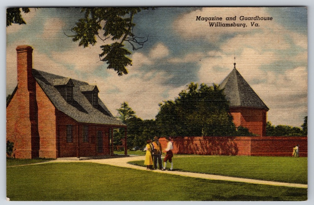 Virginia Williamsburg Colonial Guardhouse and Magazine Military Linen Postcard