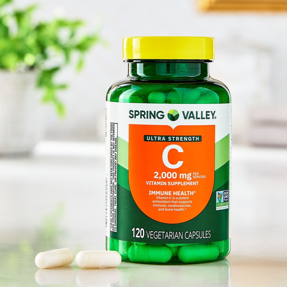 Spring Valley Ultra Strength Vitamin C 2000 mg, 120 Count,Immune Health Capsules