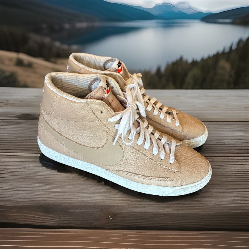 M130) Nike Blazer Mid PRM Leather Linen/Summit White 429988-202 Men’s Size 11.5