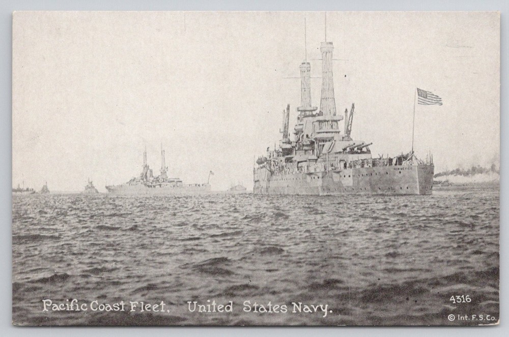 US Navy Pacific Fleet Battleship USS New Mexico Postcard c1920s
