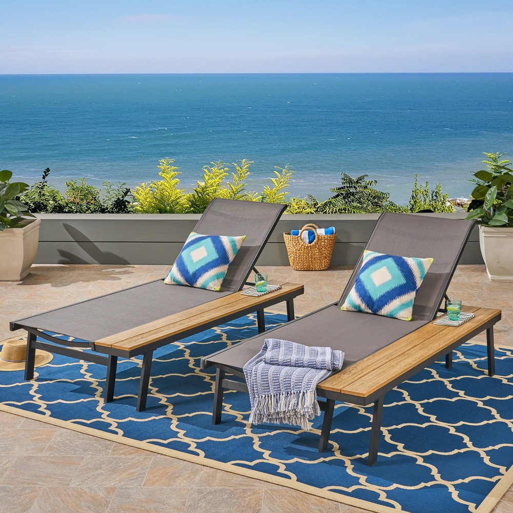 Waterloo 2-Piece Chaise Lounge Set with Side Table for Outdoor Comfort