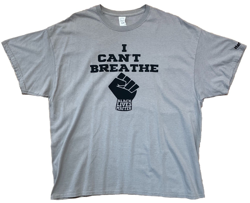 I Can’t Breathe Black Lives Matter Fist Hardgrind T-shirt Size 2XL Gray XXL
