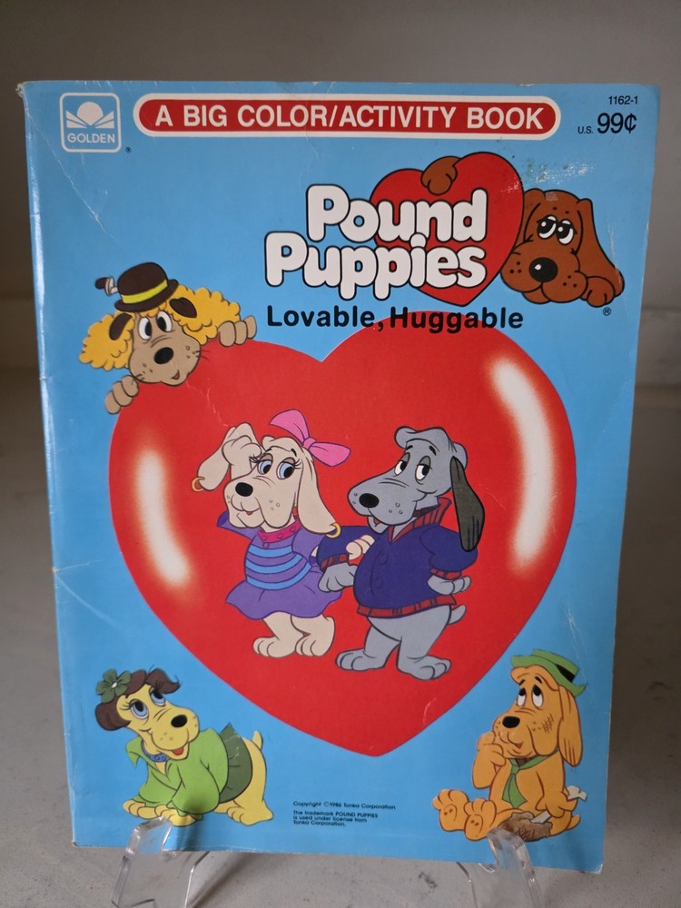 Pound Puppies Lovable Huggable TV Cartoon Big Color Activity Book Golden 1986