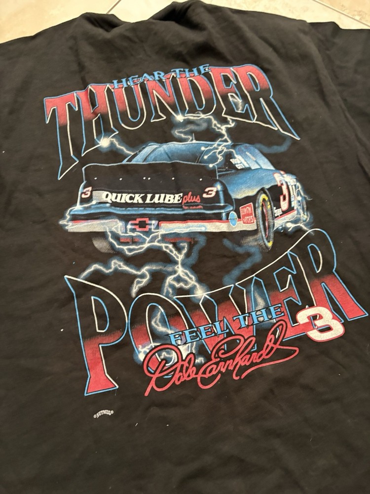 Vintage Nascar Thunder Power T Shirt Size L Black Racing