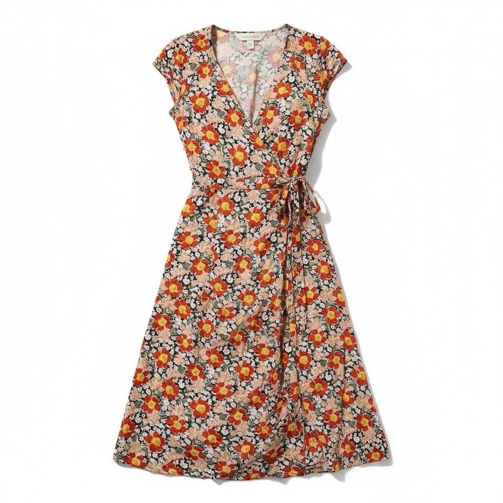J Crew Mercantile Dress Women's Medium Wrap Sleeveless Floral Easy Care Daytime