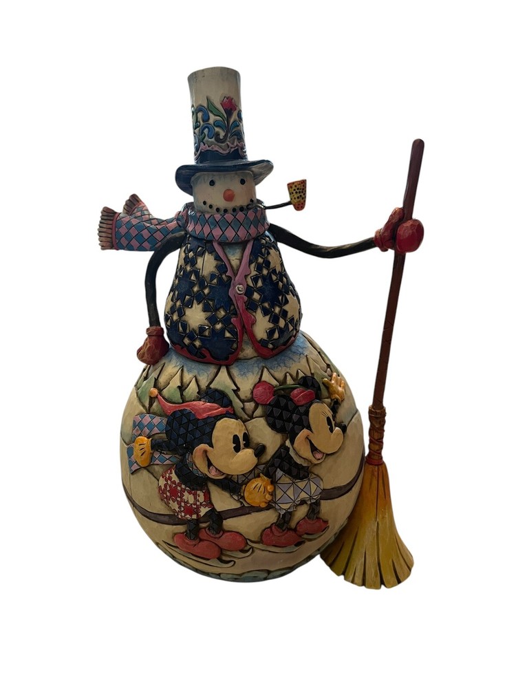 Jim Shore Disney Traditions Mickey Minnie Snowman Old Fashioned Holiday #4008062