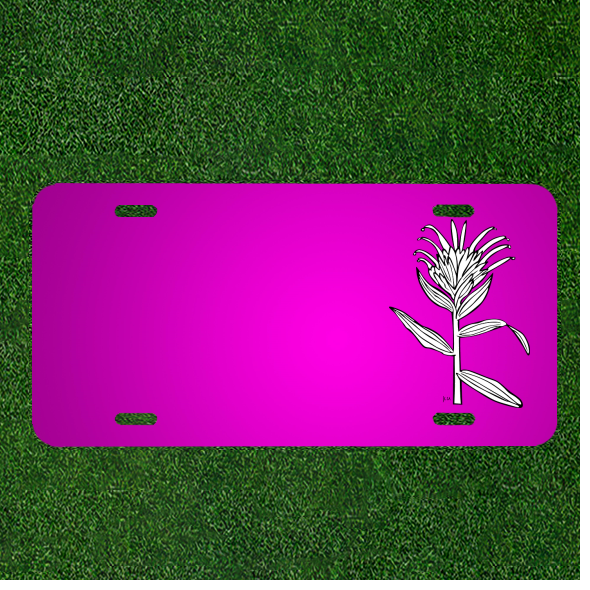 Custom Car License Plate with Personalized Flower Blossom Leaves and Names