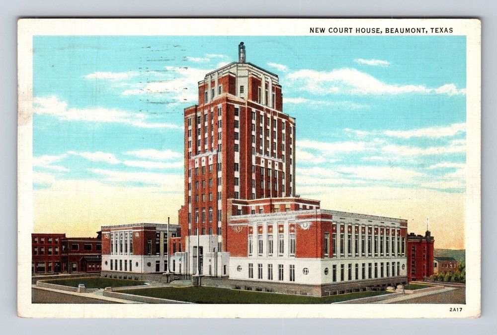 Beaumont TX-Texas, New Court House, Antique Vintage c1937 Souvenir Postcard