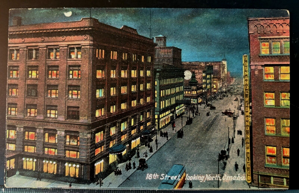Vintage Postcard 1907-1915 16th Street, looking North, Omaha, Nebraska (NE)