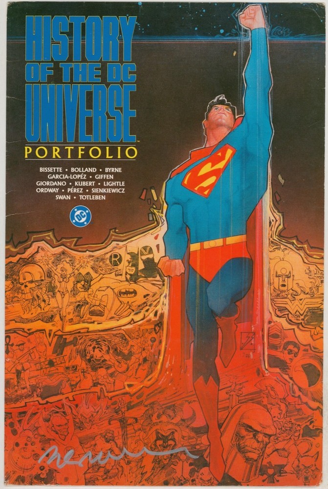 COVER ONLY Bill Sienkiewicz SIGNED History DC Universe Portfolio Superman JLA +