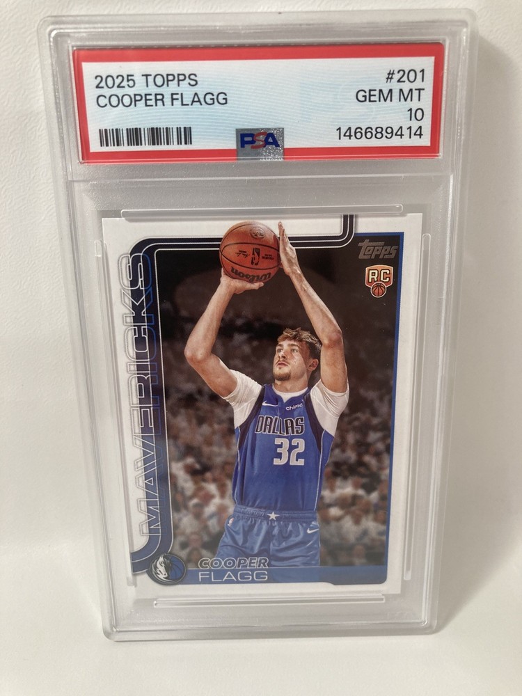 Cooper Flagg 2025-26 Topps #201 Rookie RC Card PSA 10 Dallas Mavericks Duke ROY
