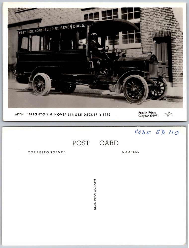 RPPC Brighton Hove Single Decker Bus Photo Postcard