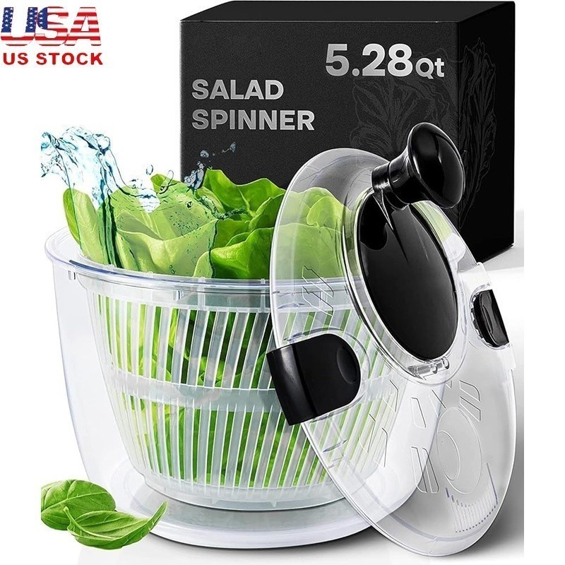 Large Salad Spinner Bowl Colander Vegetable Dryer Fruit Washer Kitchen Gadget US