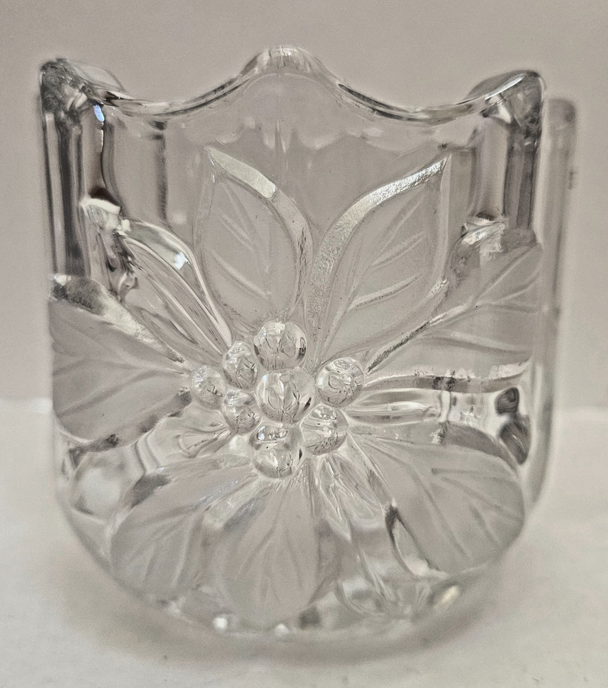 Collectible Mikasa Festive Poinsettia Crystal Holiday Votive Candle Holder NWT