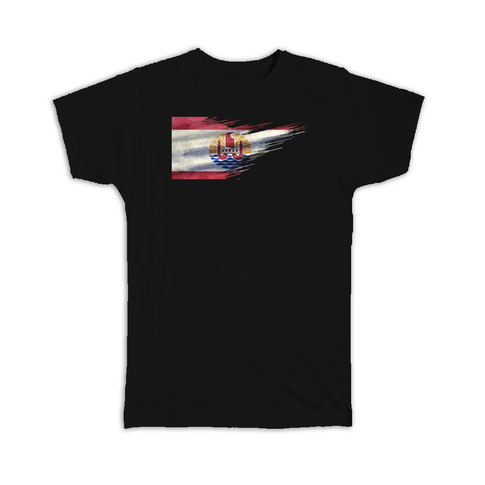 Gift T-Shirt : French Polynesia Flag Modern Country Expat