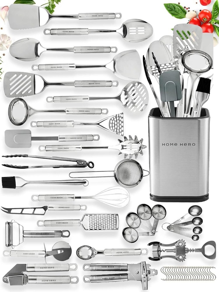 54 Pcs Stainless Steel Kitchen Utensils Set - Nonstick Stainless Steel