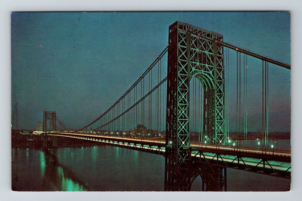 New York City NY, George Washington Bridge, Vintage Postcard