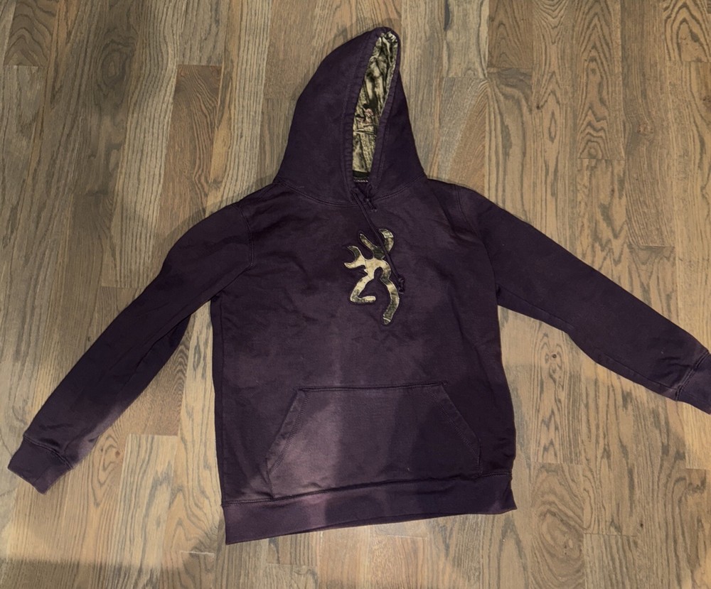 Browning For Her Hoodie Sweatshirt Purple Camo Inlay Buckmark Logo Womens Size M