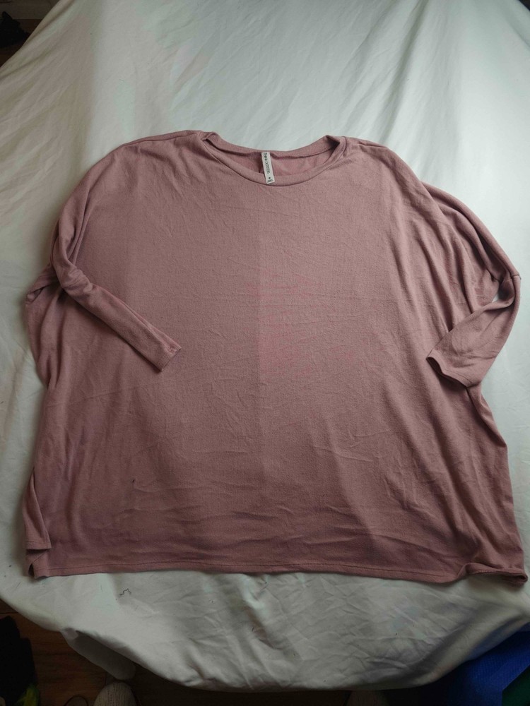 Zenana Outfiiters Shirt Top Womens Medium Pink Dolman Sleeve Oversized Casual