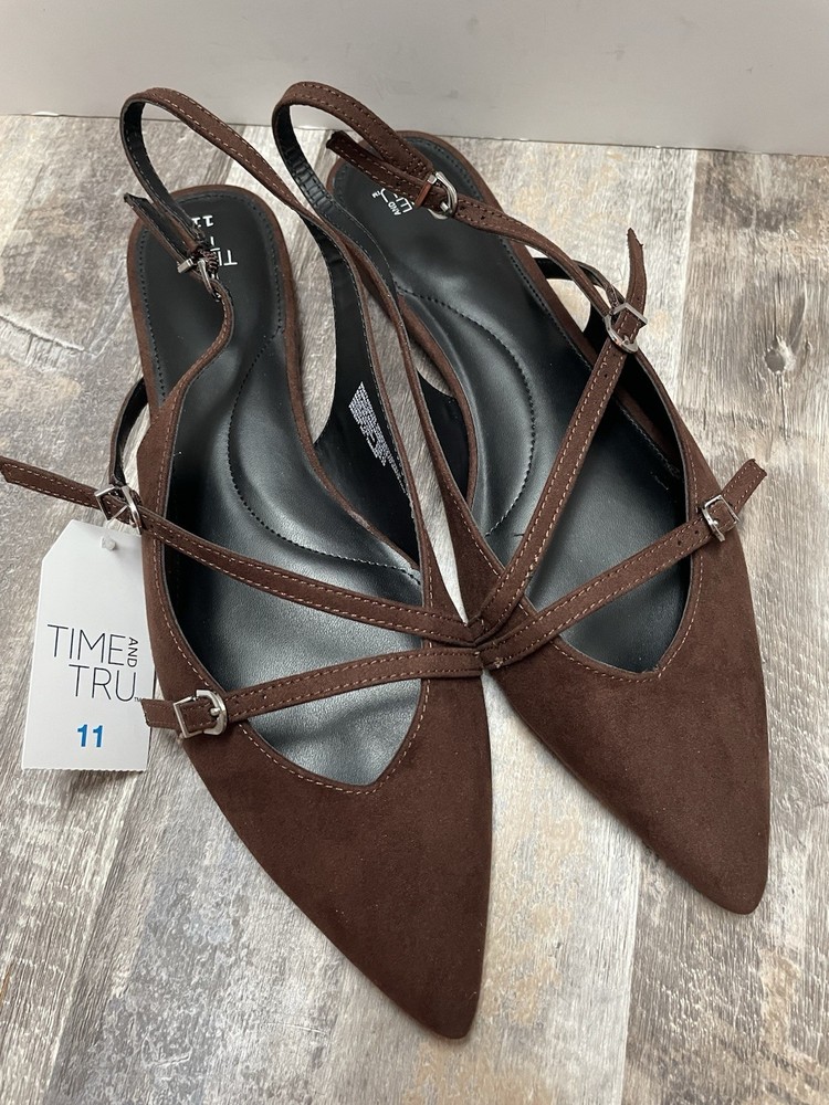 TIME and TRU ~ Brown Strappy Sling Back Women’s Shoes Size 11 Brand New