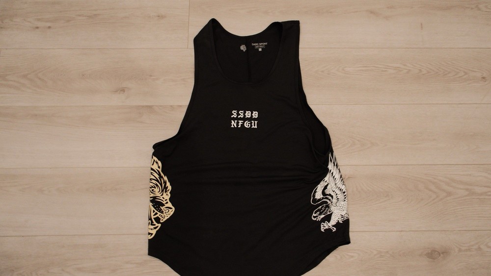 Darc Sport Men's Black White Wolf Graphic Tank Top Size LSleeveless Pullover