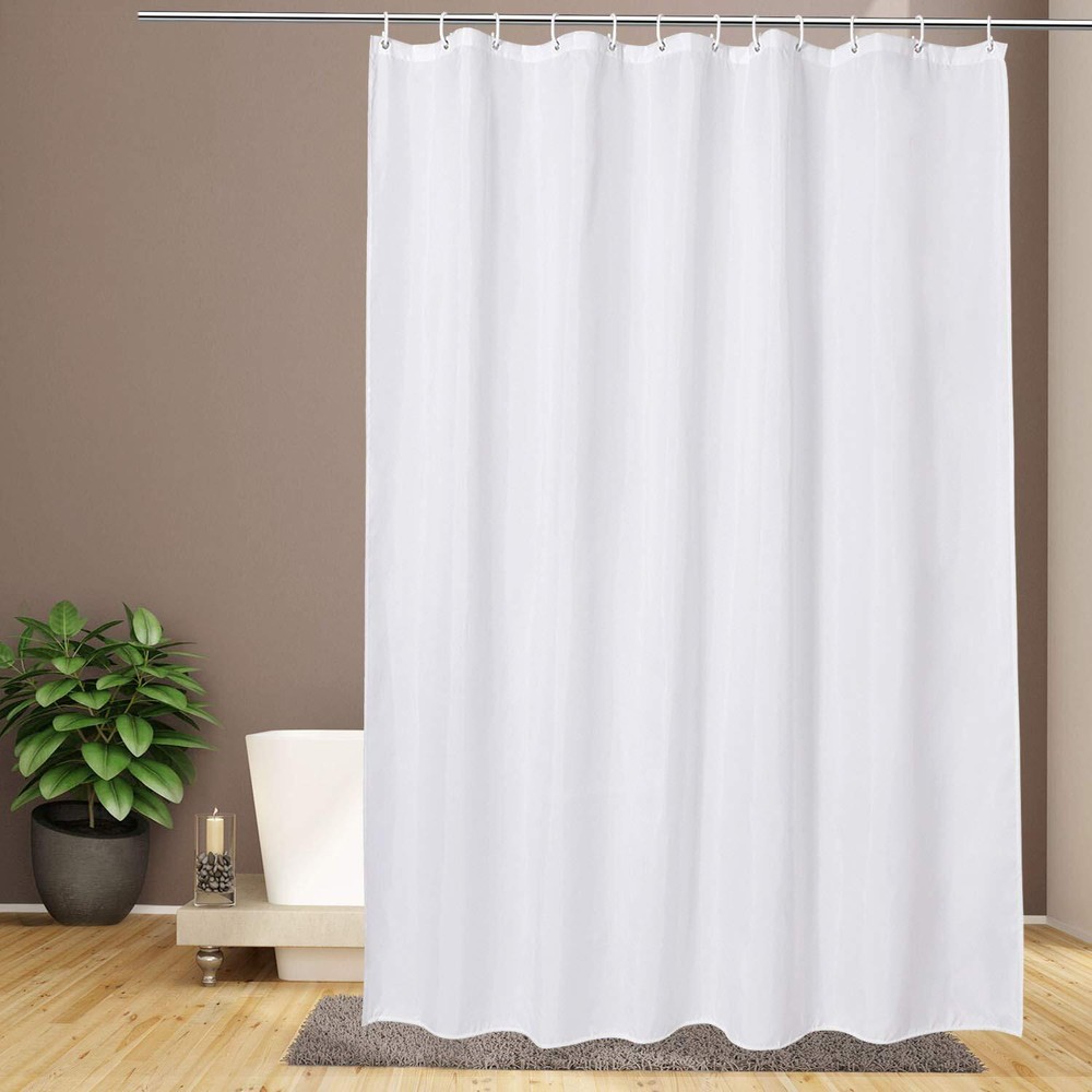 Shower Curtain Solid White Shower CurtainLong Water-resistant Fabric Liner