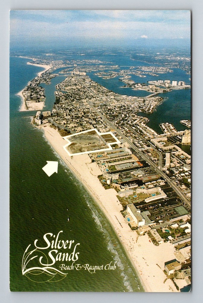 St. Petersburg Beach, FL-Florida, Silver Sands Aerial Gulf View Vintage Postcard
