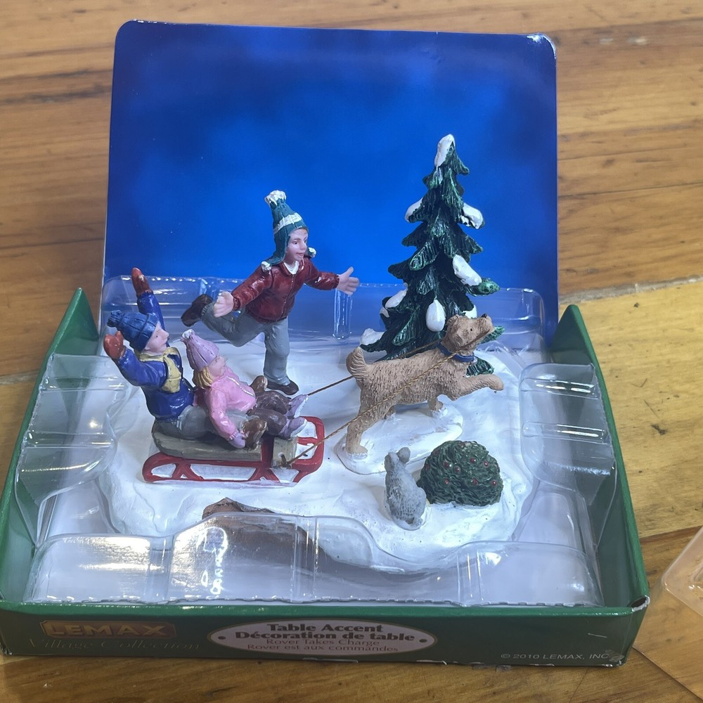 2010 Lemax Christmas Village Rover Takes Charge Dog Sled Table Accent-image