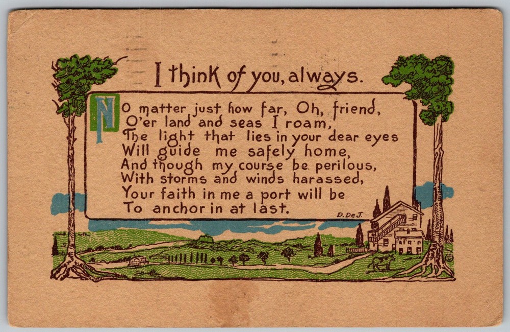 Antique Postcard I Think Of You Buffalo, NY 1910s