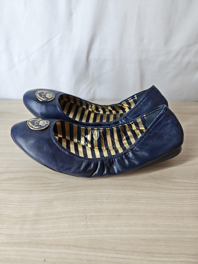 Lauren Ralph Lauren Shoes Womens Size 11 Navy Blue Ballet Flats Slip On Logo RLL