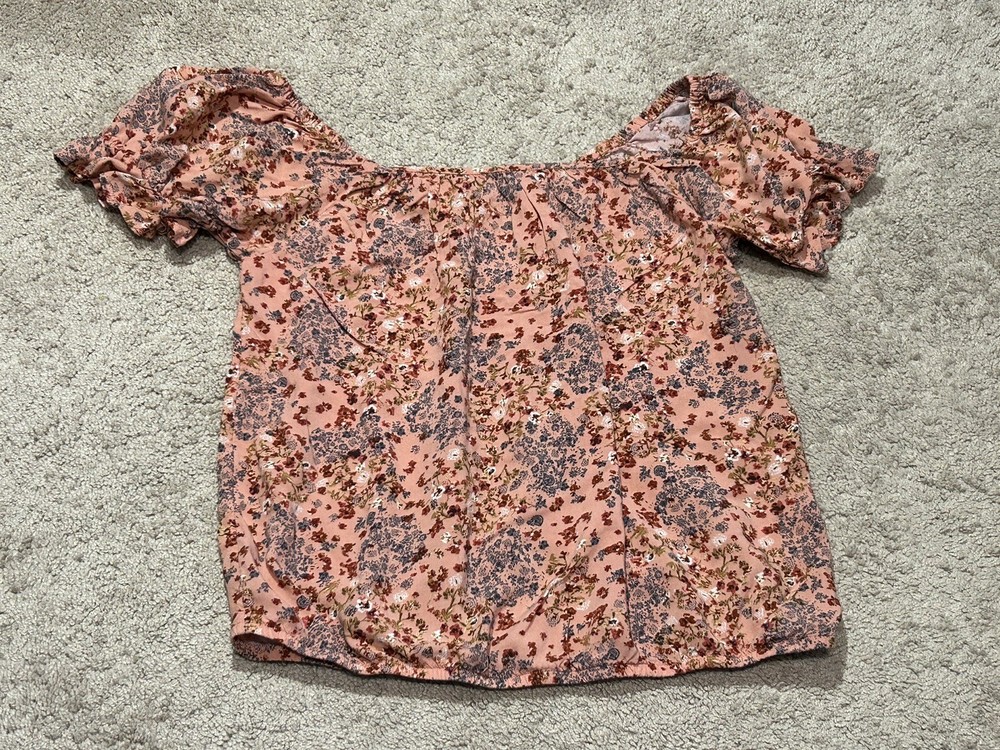 Maurices Womens Shirt Size Medium Multicolor Floral Print Stretch Casual