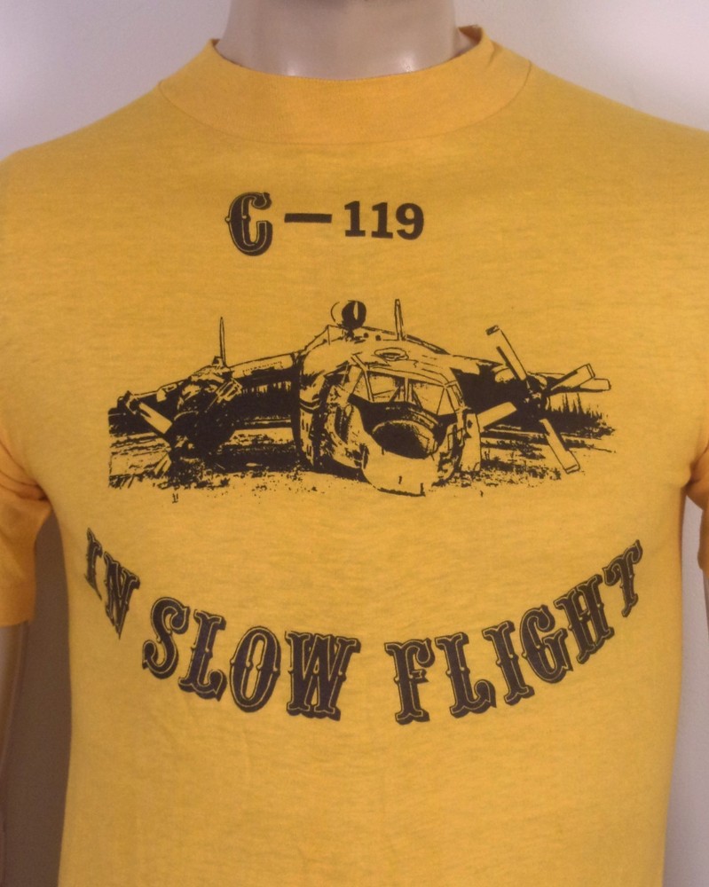 vintage 70s 80s C-119 In Slow Flight T-Shirt Flying Boxcar Post Vietnam War SZ S