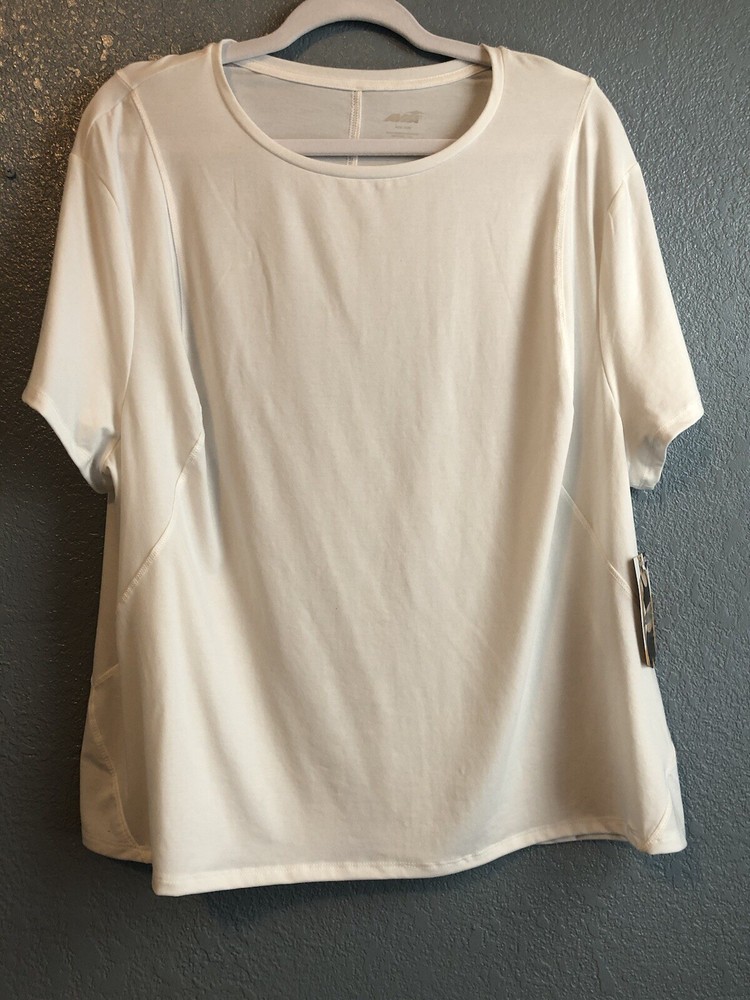 Avia Womens Shirt XXL(20) White Curved Seam Short Sleeve Activewear Top Athletic