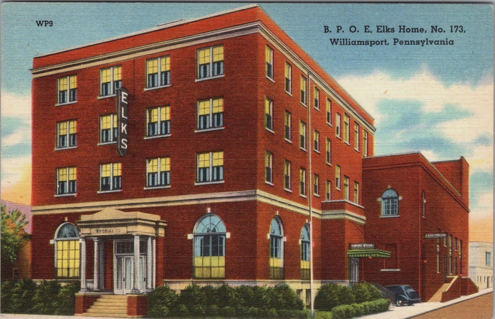 B.P.O.E  Elks Home No. 173 Williamsport Pennsylvania Linen Postcard
