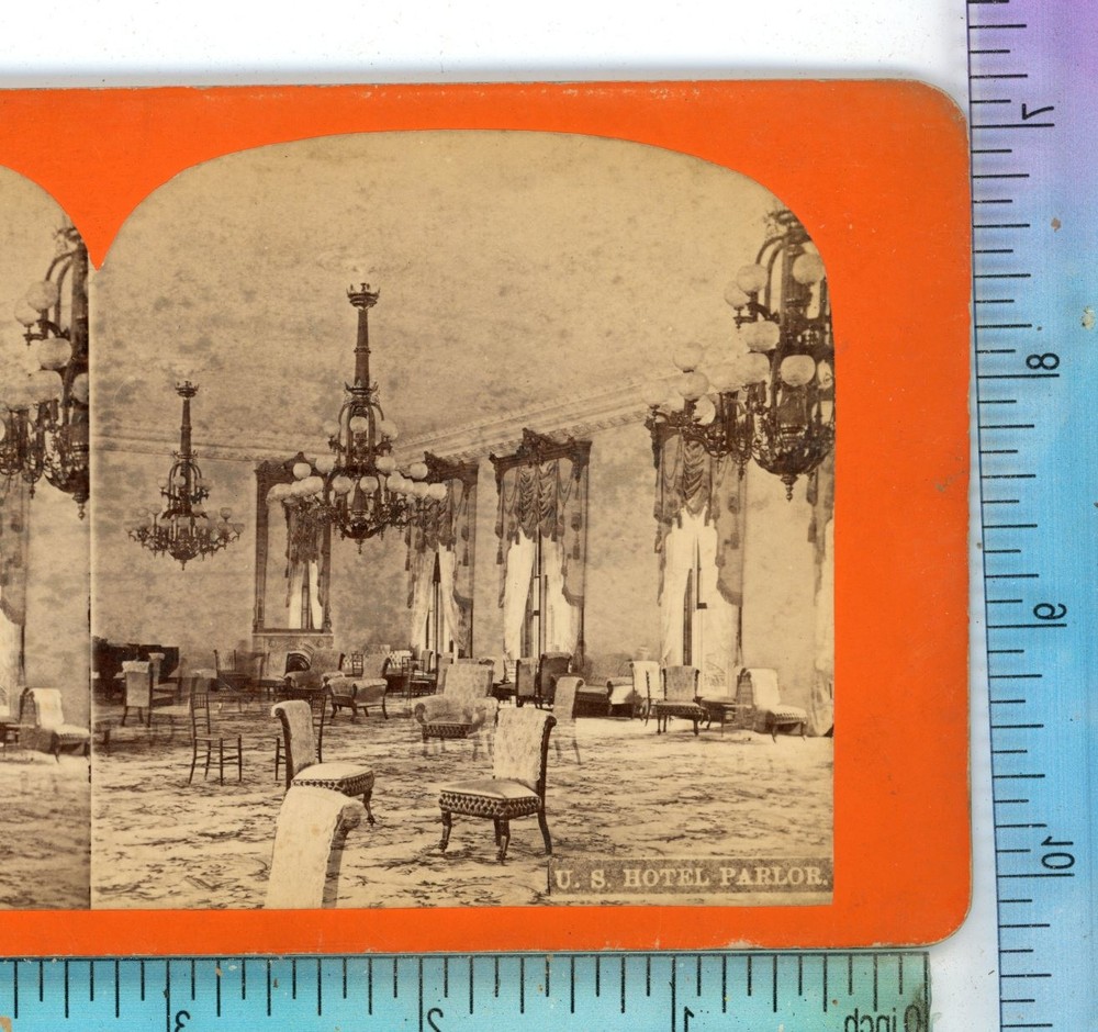 Interior U.S. Hotel Parlor Saratoga NY New York  Stereoview