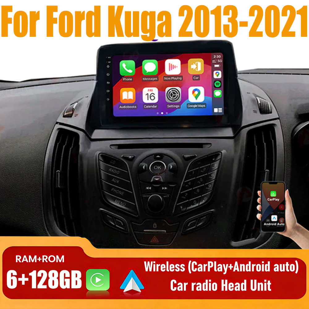 9'' Wireless Carplay & Android Auto Car Radio Head Unit For Ford Kuga 2013-2021