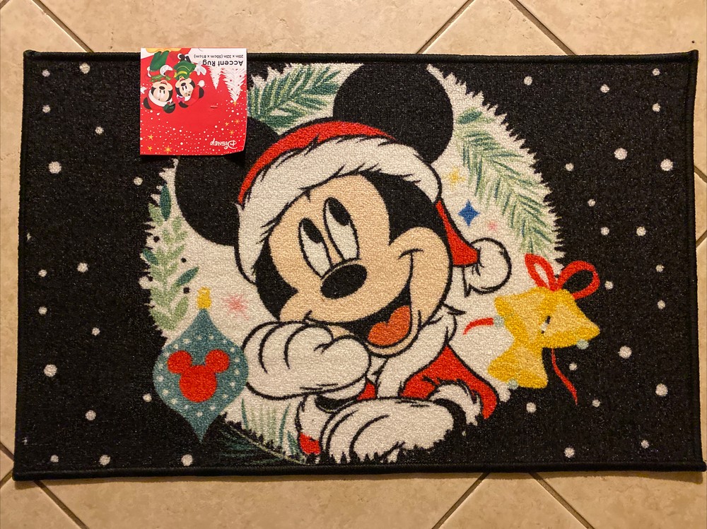 Disney Christmas Mickey Mouse Holiday Accent Rug 20x32 Inches Cozy Decor-image