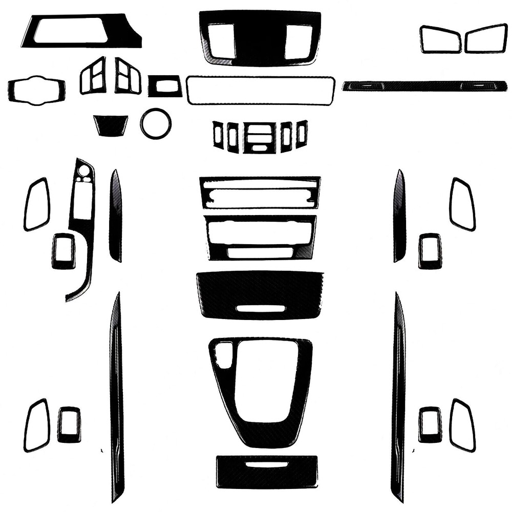 50Pcs Glossy Piano Black Full Interior Trim Dash Cover For BMW 3 Series E90 E92