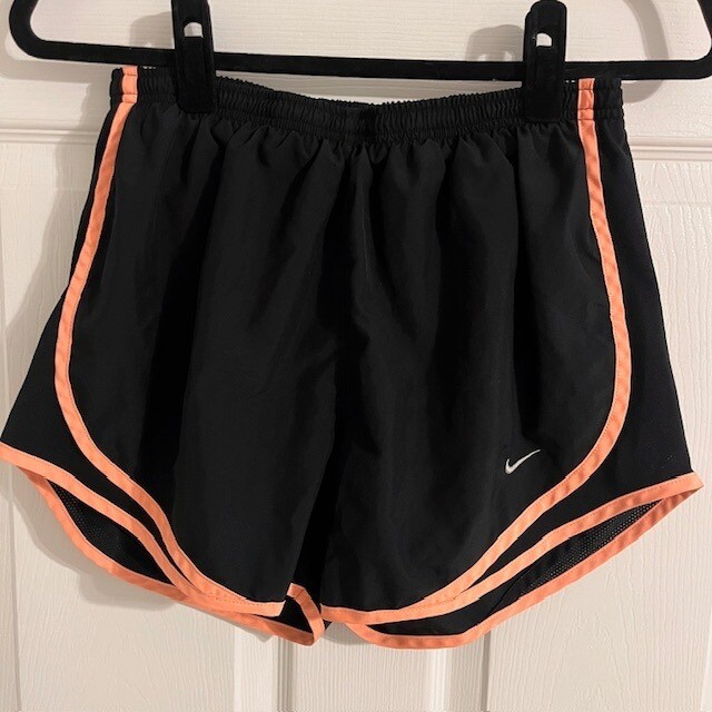 Nike Running Shorts Dri-FIT Athletic Gym Black Orange Trim Women's M