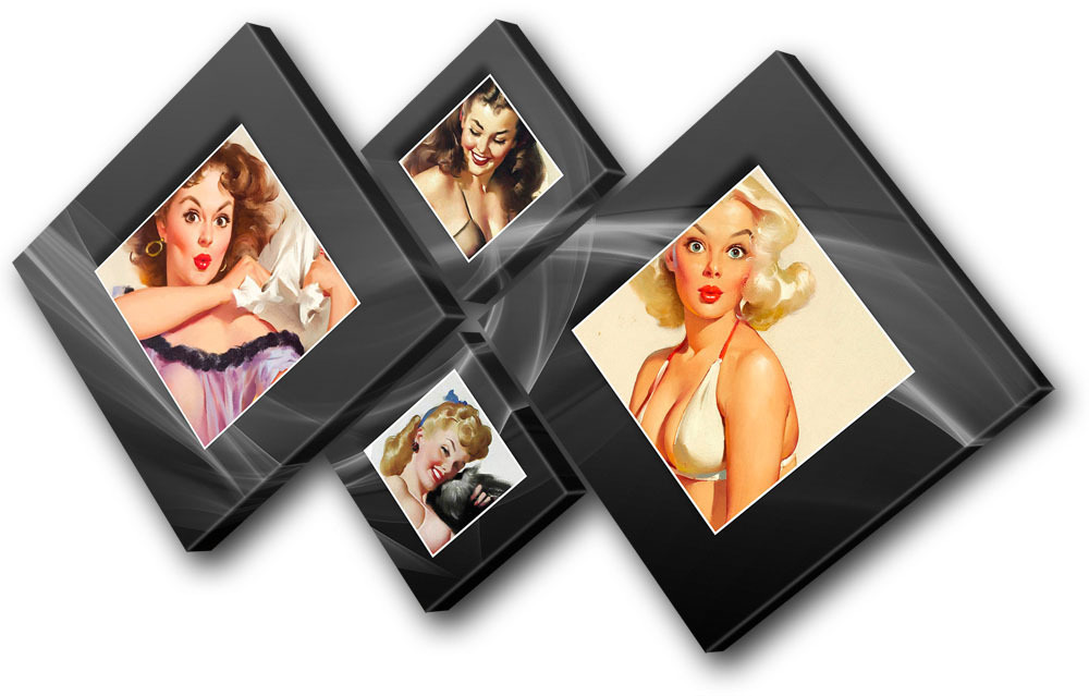 Retro Pin-ups Vintage Girl   CANVAS WALL ART Picture Print VA