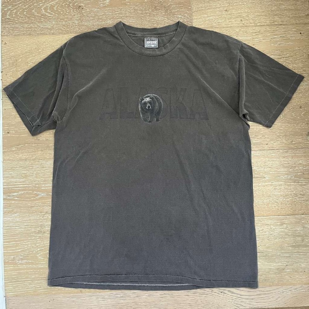 Vintage 90s Alaska Brown Grizzly Bear T Shirt XL All Sport Crewneck Heavyweight