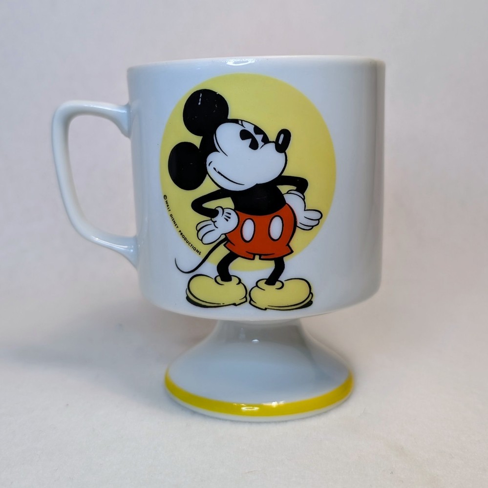 Vintage Walt Disney Productions Mickey Mouse Pedestal Footed Coffee Mug Cup