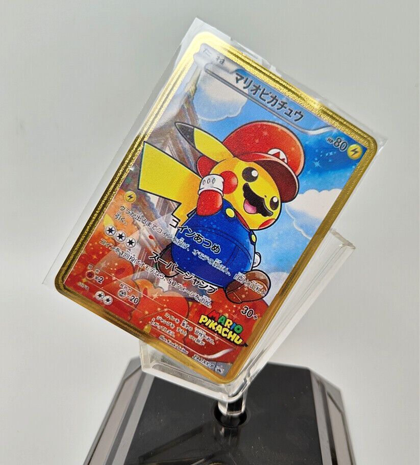 Pikachu Pokemon Promo Gold Metal Card Collectible Gift/Display CCG
