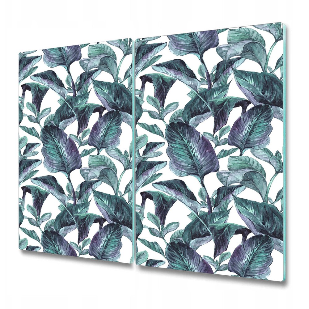 Glass Chopping Cutting Board Watercolour Exotic Leaves Palms Jungle 2x30x52