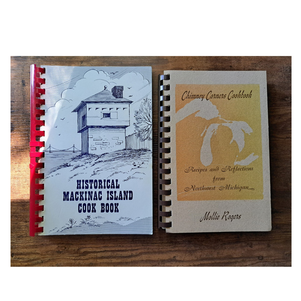 Lot of 2 Spiral-Bound Michigan Church/fundraiser Cookbooks Mackinaw Island