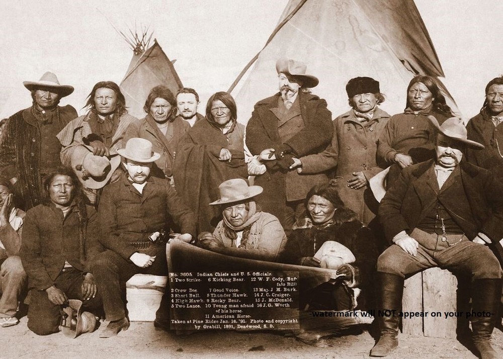 1891 Buffalo Bill Cody Indian Chiefs PHOTO Wild West Native Americans Chief