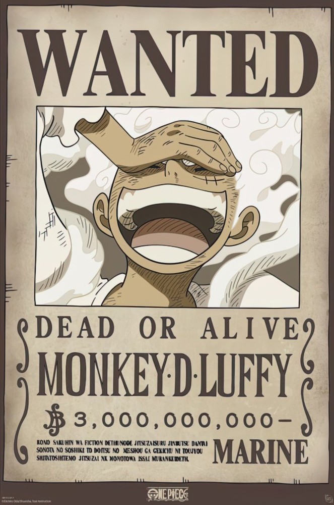 One Piece - Anime Poster (Wanted Dead Or Alive: Monkey D. Luffy) (24
