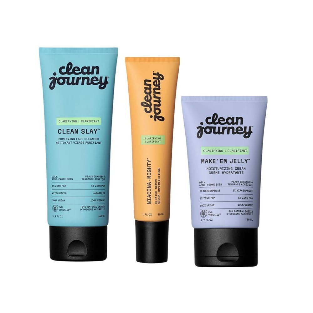 cleanjourney Acne Prone Skin Bundle, Set of 3, Face Cleanser, Blemish Serum &...