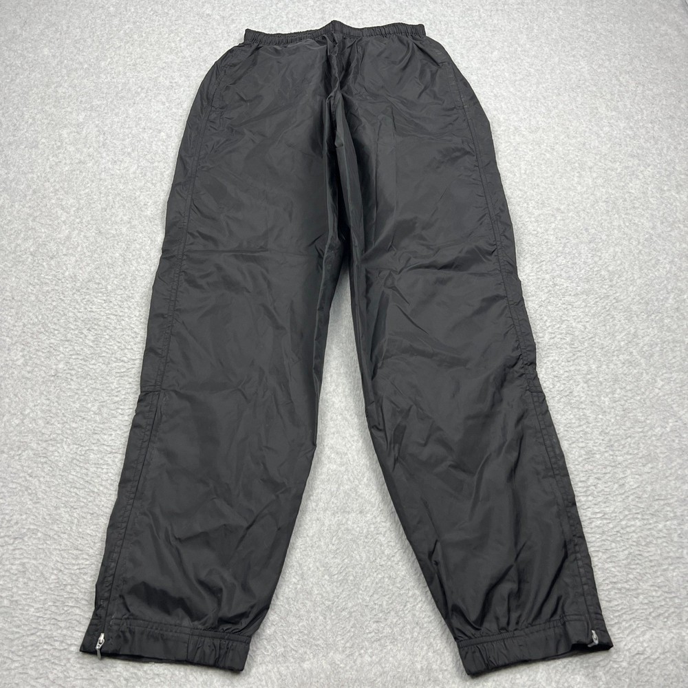 VTG Nike Track Pants Mens Medium Black Ankle Zip Stretch Drawstring Windbreaker